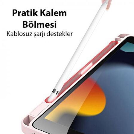 Coofbe Kalem Yerli Standlı Uyku Modlu Sert Şeffaf Arka Kapak  iPad 10.9 2022 Kılıf Kapaklı Tablet Kılıfı