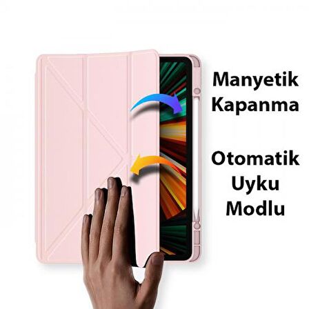Coofbe Kalem Yerli Standlı Şeffaf Arka Kapak iPad Pro 11 Kılıf Tablet Kılıfı Manyetik iPad Pro 11 2022-2021-2020-2018