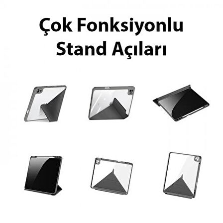 Coofbe Kalem Yerli Standlı Şeffaf Arka Kapak iPad Pro 11 Kılıf Tablet Kılıfı Manyetik iPad Pro 11 2022-2021-2020-2018