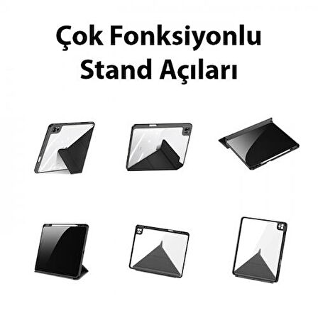 Coofbe Kalem Yerli Standlı Şeffaf Arka Kapak iPad Pro 12.9 Kılıf Tablet Kılıfı Manyetik iPad Pro 12.9 2022-2021-2020-2018