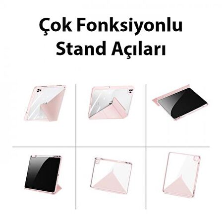 Coofbe Kalem Yerli Standlı Şeffaf Arka Kapak iPad Pro 12.9 Kılıf Tablet Kılıfı Manyetik iPad Pro 12.9 2022-2021-2020-2018