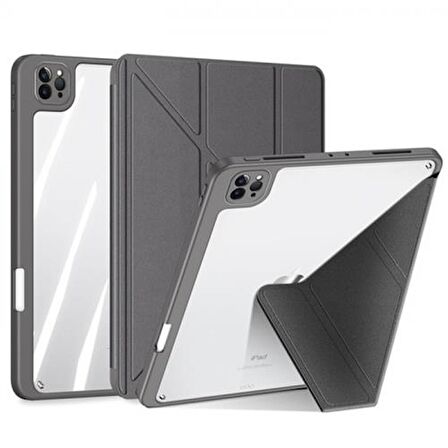 Coofbe Kalem Yerli Standlı Şeffaf Arka Kapak iPad Pro 12.9 Kılıf Tablet Kılıfı Manyetik iPad Pro 12.9 2022-2021-2020-2018