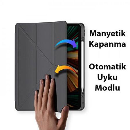Coofbe Kalem Yerli Standlı Şeffaf Arka Kapak iPad Pro 12.9 Kılıf Tablet Kılıfı Manyetik iPad Pro 12.9 2022-2021-2020-2018