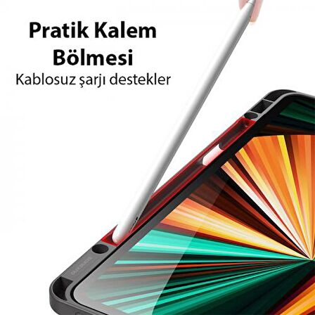 Coofbe Kalem Yerli Standlı Şeffaf Arka Kapak iPad Pro 12.9 Kılıf Tablet Kılıfı Manyetik iPad Pro 12.9 2022-2021-2020-2018
