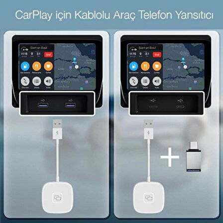 Coofbe Apple Car Play Aktarım Adaptörü iPhone Ekran Yansıtıcı Kablosuz Apple Car Play Dönüştürücü