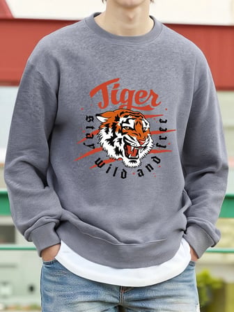 Tiger Stay Wild And Free Desen Erkek Kazaklar Polar Hip Hop Kazak Günlük Giysiler Sonbahar Bi