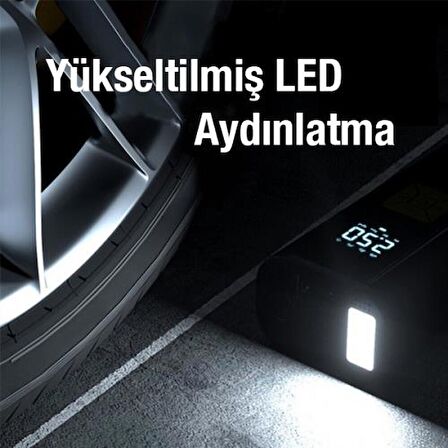 Coofbe Led Işıklı Dijital Ekranlı Şarjlı 6000MaH 150PSI Basınç Ayarlamalı Lastik Pompası Hava Şişirme Pompası