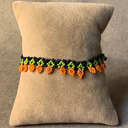 Uretti - Hülya 7360 El Yapımı Kum Boncuk Çiçek Detaylı Bileklik