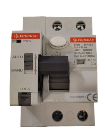 FEDERAL FK2R 2x40A 30mA 10kA Ac Kaçak Akım Rolesi Otomatik Kaldırma Yeniden Başlatma Kurma Ünitesi (220 Volt Kaçak Akım ve Kurma Ünitesi Dahil)