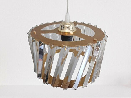 DMR Kristal Taşlı GOLD Büyük Yuvarlak Avize E-27 Duylu