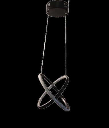 DMR Çapraz Çift Halka Sarkıt Led Avize SİYAH Kasa Üç Renk 6500k/4000k/3000k (Beyaz Ilık/Beyaz/Sarı (Günışığı))