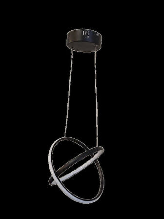 DMR Çapraz Çift Halka Sarkıt Led Avize SİYAH Kasa Üç Renk 6500k/4000k/3000k (Beyaz Ilık/Beyaz/Sarı (Günışığı))