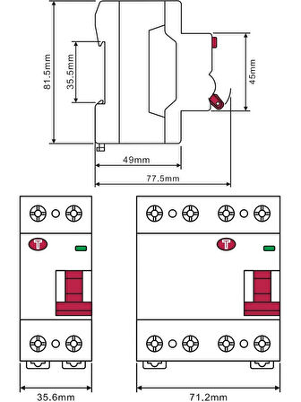 MUTLUSAN 2x40A 30mA AC Tip 1 Faz Monofaze Kaçak Koruma Rolesi