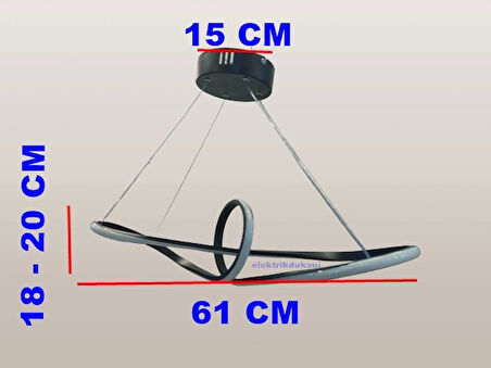 DMR Çemberli Papyon Sarkıt Led Avize SİYAH Kasa Üç Renk 6500k/4000k/3000k (Beyaz /Ilık Beyaz/Sarı (Günışığı))