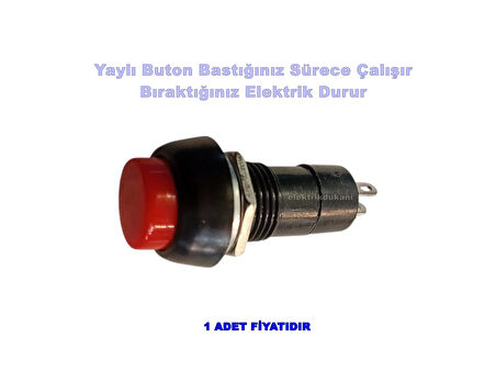 ENDER Plastik KIRMIZI Yuvarlak Yaylı Buton Anahtar 12mm