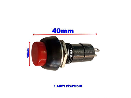 ENDER Plastik KIRMIZI Yuvarlak Yaylı Buton Anahtar 12mm
