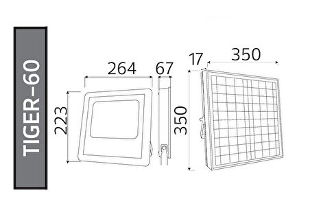 HOROZ Tiger 60W Solar Ledli Projektör 6400K Beyaz Işık