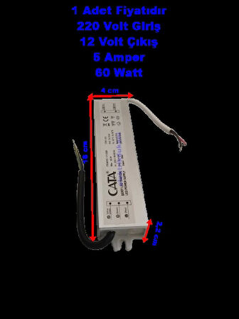 CATA 12V 5A Dış Mekan Led Trafosu 60W IP64