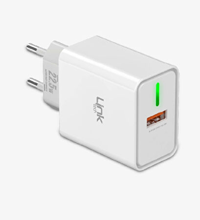 LinkTech USB - Type-C Kablolu Şarj Aleti Set Beyaz C248 22.5W PD/QC