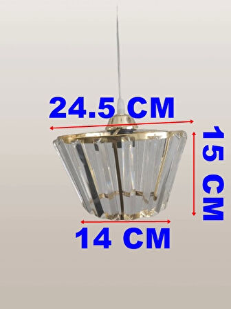 DMR Kristal Taşlı Konik GOLD Büyük Yuvarlak E-27 Duylu