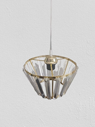 DMR Kristal Taşlı Konik GOLD Büyük Yuvarlak E-27 Duylu