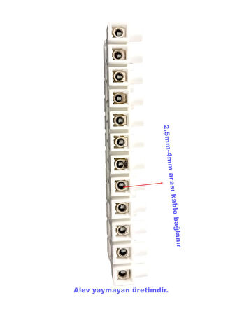 MUTLUSAN 2.5-4mm 12li Geçmeli Plastik Sıra Klemens Beyaz 850?C Alev Yaymayan H.F.