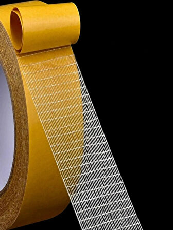 İnce Güçlü Yapışkanlı Fileli Çift Taraflı Bant 0.5mm x 40mm x 20metre (Sökülebilir ve İz Bırakmaz)