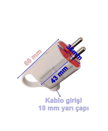 ARVİA Topraklı Fiş Kulplu BEYAZ 16 Amper 220 Volt IP20 (Erkek Fiş)