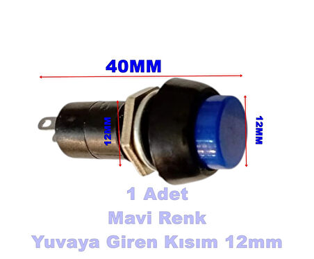 ENDER Plastik MAVİ Yuvarlak Yaylı Buton Anahtar 12mm