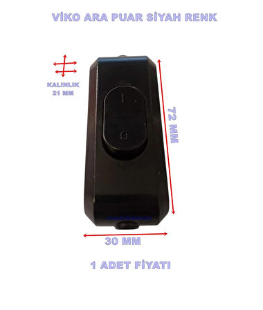 VİKO Plastik Ara Puar Anahtar SİYAH (FAR Tik Tak)