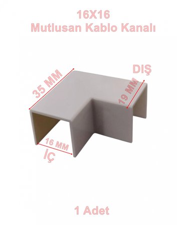 MUTLUSAN 16x16 Kablo Kanalı 90 L Köşe Dönüş Ek Parçası Plastik Beyaz