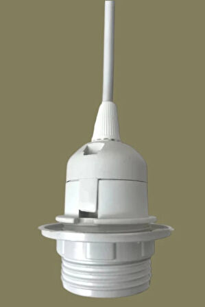 BEYAZ Plastik Hazır Takım Tekli Tesisat E-27 Duylu Kablo