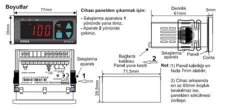 ENDA -60...+150 Derece Dijital Termostad 1No-1Nc Kontaklı 220 Volt (NTC Prop Uyumu Prop Dahil Değil)