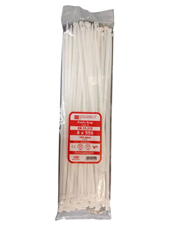 PEMSAN Klips Kablo Bağı 8x550 BEYAZ (100lü Paket) Kablo Cırdı
