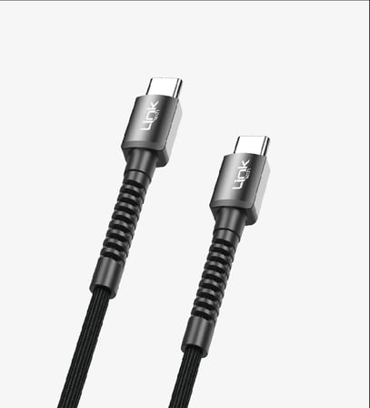LİNKtech TYPE-C / TYPE-C 1m İp Örgülü Şarj Data Kablosu 60W 3A Siyah/Beyaz (USB-C / USB-C)