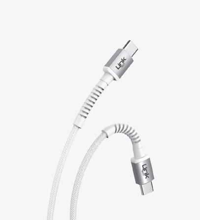 LİNKtech TYPE-C / TYPE-C 1m İp Örgülü Şarj Data Kablosu 60W 3A Siyah/Beyaz (USB-C / USB-C)