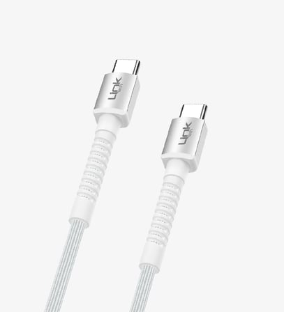 LİNKtech TYPE-C / TYPE-C 1m İp Örgülü Şarj Data Kablosu 60W 3A Siyah/Beyaz (USB-C / USB-C)