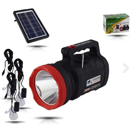 GOLD SILVER 20W Güneş Enerjili Ana Kasa +3 Ampul Fm Radyo Bluetooth ve USB Solar Şarjlı