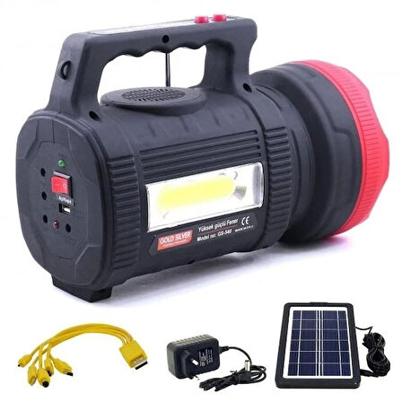 GOLD SILVER 20W Güneş Enerjili Ana Kasa +3 Ampul Fm Radyo Bluetooth ve USB Solar Şarjlı