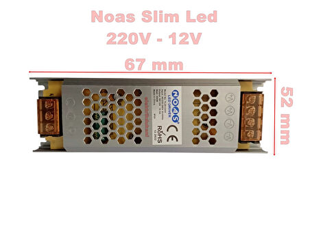 NOAS Süper Slim 12v 16.5A Şerit Led Trafosu 60w IP20 (12 Volt 16.5 Amper 15mt ye Kadar Kullanım İçin Uygundur)