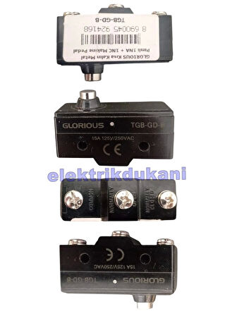 GLORIOUS Kısa Kalın Metal Pimli 1NA + 1NC Makine Pedal Swici Bakalit Gövde Buton (1no 1nc 15 Amper)