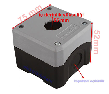 MUTLUSAN 1li Boş Buton Kutusu Gri/Siyah Eurobox (Etanj Tekli Buton Kutusu)