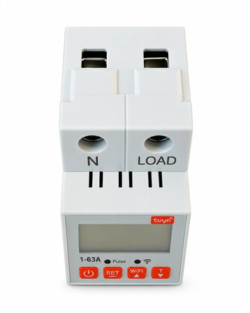 ETK 1x63A WİFİ li Monofaze 30mA Kaçak Akım Voltaj ve Aşırı Akım Koruma Rolesi Şebeke Giriş Voltaj Denetleyici 220 Volt 63 Amper (Uzaktan Tuya İle Kontrol)