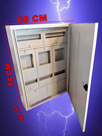 ÖZPA 1733 Sıva Üstü 3 Trifaze Sayaçlı 30 Otomatlı Elektrik Panosu IP40 S. Ü.  (3lü Üçlü Trifaze Pano Kare Buat Yerli)