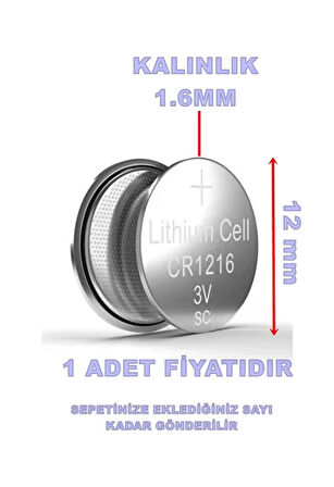 SUPEX CR-1216 Lityum 3v 3 Volt Kumanda Pili Para Düğme Pil (1 Adet Fiyatıdır)