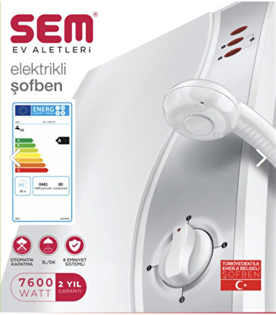 SEM Majesty Ani Su Isıtıcı Elektrikli Şofben 7600W