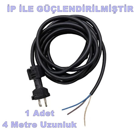 ENDER 2x1.5mm 4 Metre lik Hazır Fişli Slikon Kablo İp Takviyeli 4mt (Matkap ve Benzeri El Aletleri İçin Kaliteli Kablo)