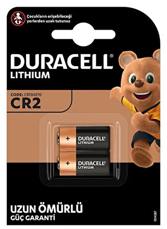 DURACELL CR2 3V Lithium Pil Alarm - Lazer Fotoğraf Makinesi vb Özel Cihazlar için Lityum Pil (2li Pkt.)