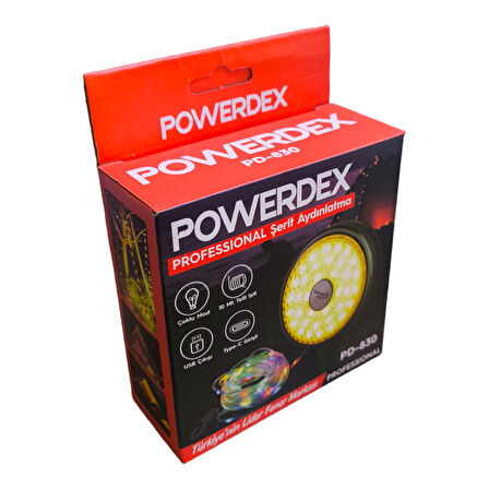 POWERDEX 10mt Şarjlı Telli Peri Ledli 8 Animasyonlu Günışığı ve RGB Renk Makaralı Süsleme Ledi