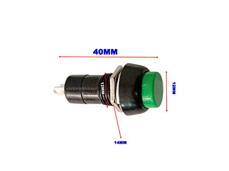 ENDER Plastik YEŞİL Yuvarlak Yaylı Buton Anahtar 12mm